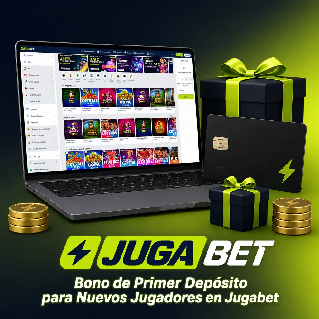 Bono de primer depósito 375% en Jugabet para nuevos jugadores, disponible en deportes o casino según tu preferencia.