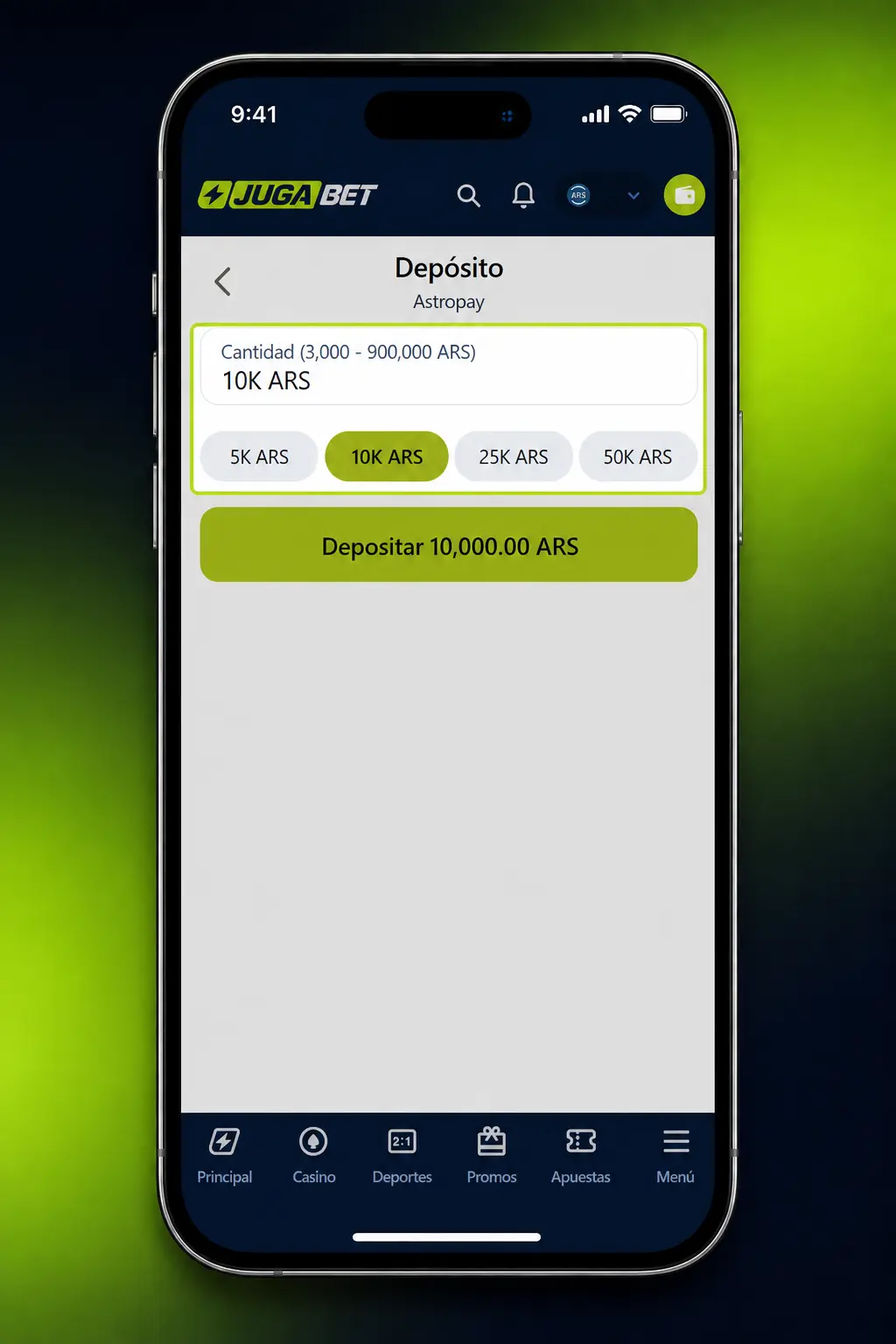 Pasos para hacer un depósito en Jugabet Argentina: iniciar sesión, elegir método de pago e ingresar el monto a cargar.