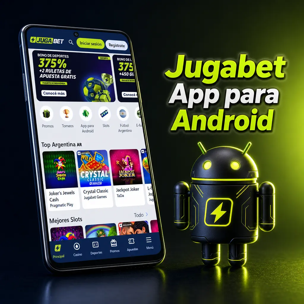 Ícono de la app Jugabet para Android, versión 4.2.1, con acceso a apuestas deportivas y casino online en Argentina