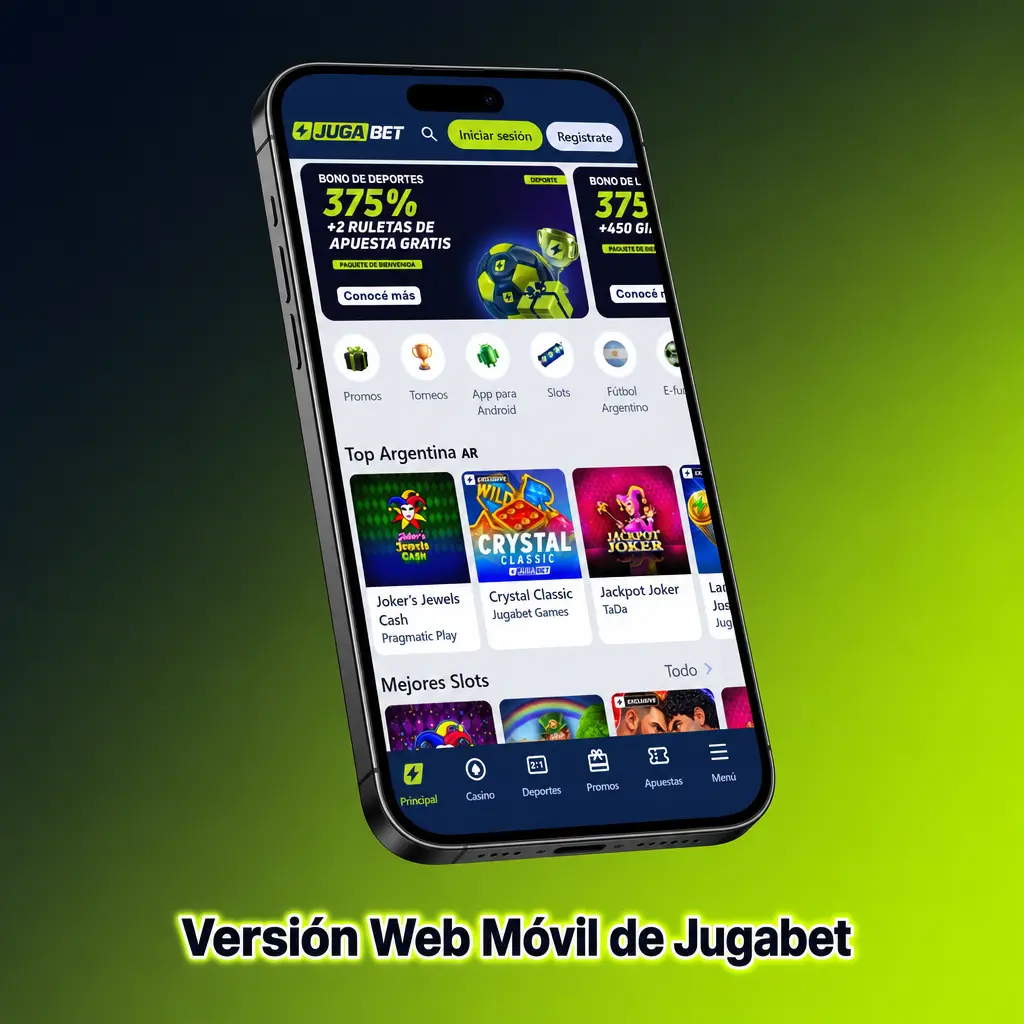 Versión web móvil de Jugabet para apostar desde el navegador en Android o iOS sin instalar aplicaciones